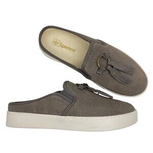 Spenco | 7.5D Bindie Orthotic Gray Snake Skin Embossed Suede Slip-on Slide Clogs